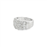 18K White Gold Wide Emerald-Cut Natural Diamond Band