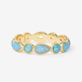 18K Yellow Gold Overlay 'Isla' Simulated Blue Opals Ring