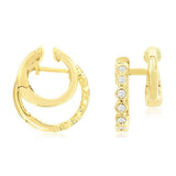 14K Yellow Gold Double Huggie Natural Diamonds Earrings
