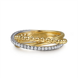 14K Yellow And White Gold Criss Cross Bujukan Diamond Ring