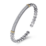 Sterling Silver And 14K Yellow Gold Bujukan White Sapphire Cuff