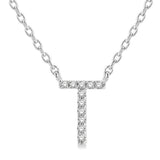 10K White Gold T Initial Diamond Necklace