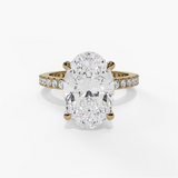 14K Yellow Gold Classic Round Natural Diamonds Engagement Ring