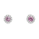 June Birthstone Earrings: Sterling Silver Lab Grown Alexandrites Halo Earrings