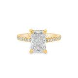 14K Yellow Gold 2.57Ct Radiant Lab Grown Diamonds Hidden Halo Engagement Ring