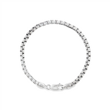Sterling Silver Hatched Round Box Bracelet