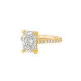 14K Yellow Gold 2.57Ct Radiant Lab Grown Diamonds Hidden Halo Engagement Ring