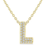 10K Yellow Gold Natural Diamonds Bubble Initial L Pendant