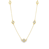 14K Yellow Gold Natural Diamonds Station Necklace