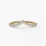 14K Yellow Gold Curved Natural Diamonds Band