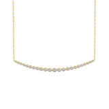14K Yellow Gold Natural Diamonds Curved Bar Necklace