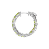 August Birthstone Sterling Silver Peridot Inside Out Earrings