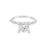 14K White Gold Classic Round Natural Diamonds Engagement Ring