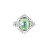 18K White Gold Cabochon Paraiba Halo Ring