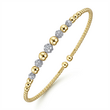 14K Yellow And White Gold Diamond Bujukan Beaded Cuff
