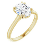 14K Yellow Gold Oval Center Solitaire Engagement Ring