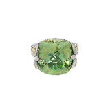 JT ESTATE Sterling Silver And 18K Yellow Gold Overlay Green Quartz Ring