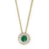 Gold Vermeil May Birthstone Simulated Emerald Halo Pendant
