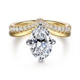 14K Two-Tone 'Crista' Contemporary Oval Natural Diamonds Engagement Ring