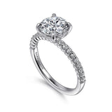 14K White Gold 'Krete' Classic Round Natural Diamonds Engagement Ring