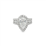 18K White Gold Halo Pear Diamond Engagement Ring