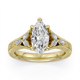 14K Yellow Gold 2.09Ct Marquise Lab Grown Diamonds Vintage Engagement Ring
