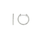 18K White Gold 15Mm Round Huggie Natural Diamonds Hoop Earrings