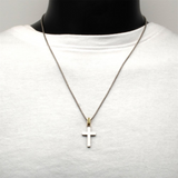 Sterling Silver Black Spinel Side Gem Cross Pendant