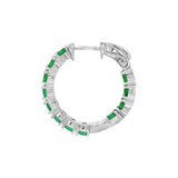 May Birthstone Sterling Silver Lab Grown Emerald Inside Out Earrings
