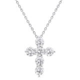 14K White Gold Natural Diamonds Cross Pendant