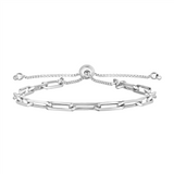 Sterling Silver Paperclip Link Bolo Bracelet