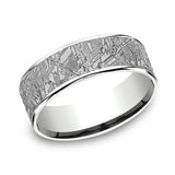 Gray Tantalum And 14K White Gold ‘The Gibeon’ Meteorite Patterned 7.5mm Wedding Band