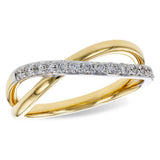 14K Yellow And White Gold Twisted Natural Diamonds Ring