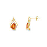 14K Yellow Gold Citrine And Diamonds Earrings
