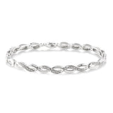 Sterling Silver Natural Diamonds Twisted Link Bracelet