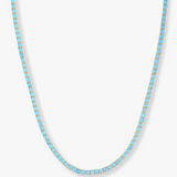 18K Yellow Gold Overlay 'Grand Heiress' Simulated Blue Opal Tennis Necklace