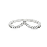 14K White Gold Curved Natural Diamonds Band