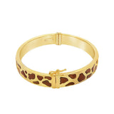 JT ESTATE 14K Yellow Gold Hollow Brown Enamel Hinged Bangle