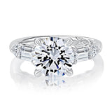 14K White Gold Classic Round Natural Diamonds Engagement Ring