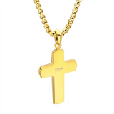 18K Yellow Gold IP Steel Zebra Lab Grown Diamond Cross Pendant