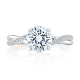 14K White And Rose Gold Twisted Round Natural Diamonds Engagement Ring