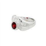 JT ESTATE Sterling Silver Bezel Set Garnet Free Form Ring