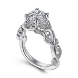 14K White Gold 'Martedi' Free Form Round Natural Diamonds Engagement Ring