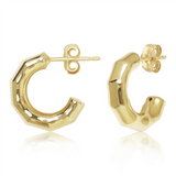 14K Yellow Gold Faceted J Hoop Earrings