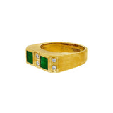 JT ESTATE 18K Yellow Gold Square Emeralds Contemporary Ring