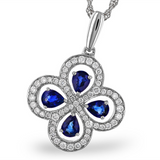 14K White Gold Natural Diamonds Clover Pendant