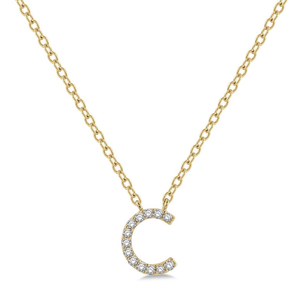 10K Yellow Gold C Initial Diamond Necklace