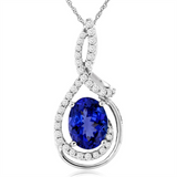 14K White Gold Tanzanite Free Form Pendant