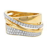 14K Yellow Gold Twisted Natural Diamonds Ring