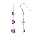Sterling Silver Amethysts Dangle Earrings